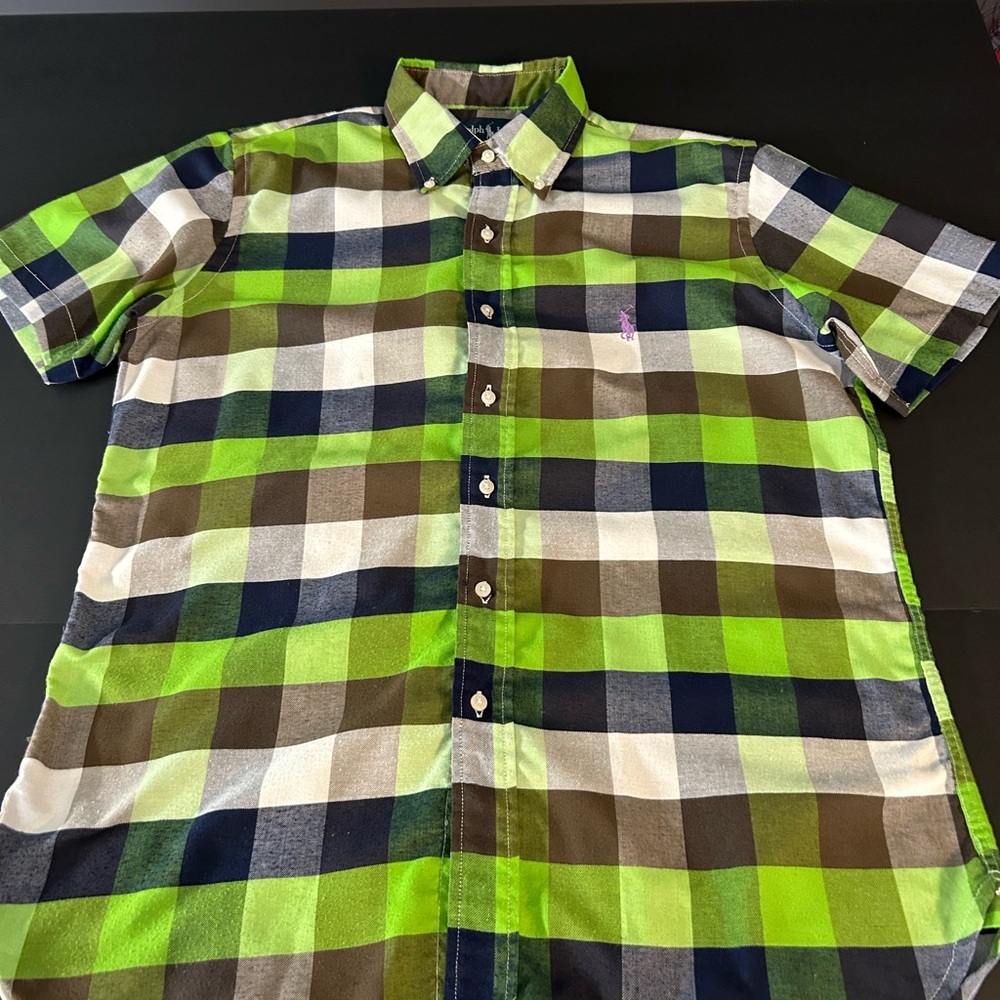 Ralph Lauren Blue Label Green and Brown Plaid Shirt men’s medium